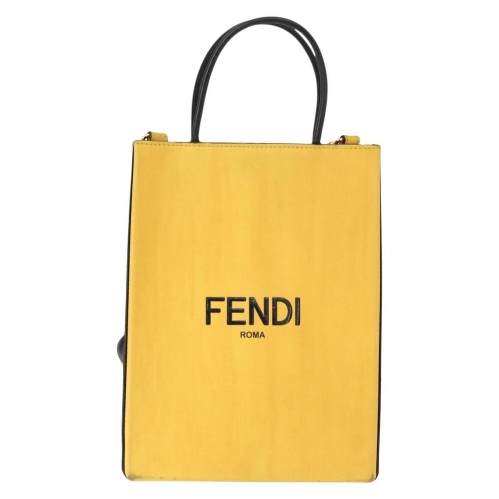 Fendi Leather Handbag Yellow Gold
